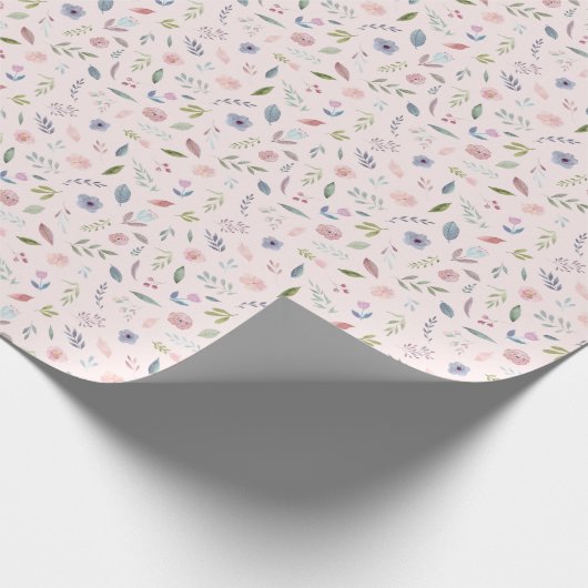  Waterverf Floral Patroon Blush Pink Cadeaupapier (Hoek)