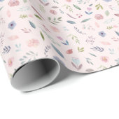  Waterverf Floral Patroon Blush Pink Cadeaupapier (Rol Hoek)