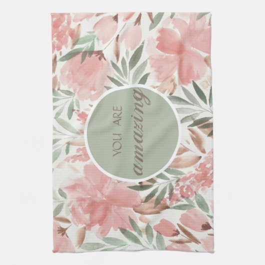 Waterverf - Floral Patroon dat je geweldig vindt Theedoek (Verticaal)