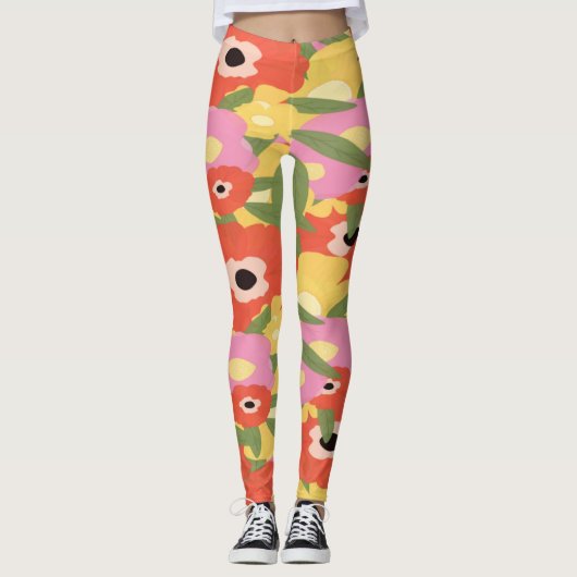 Waterverf Floral patroon Leggings (Voorkant)