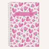 Waterverf Floral Patroon Roze Ventilator Stempel H Notitieboek (Voorkant)
