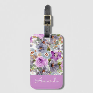Waterverf Floral Pattern Bagagelabel