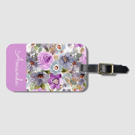 Waterverf Floral Pattern Bagagelabel (Voorkant (horizontaal))