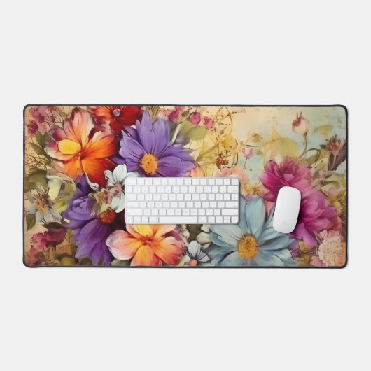  Waterverf Floral Pattern Bureaumat (Keyboard & Muis)
