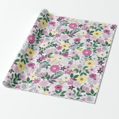 Waterverf Floral Pattern Cadeaupapier (Uitgerold)