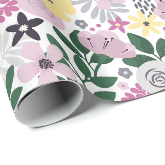Waterverf Floral Pattern Cadeaupapier (Rol Hoek)