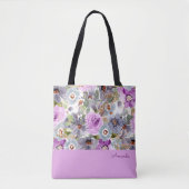 Waterverf Floral Pattern Canvas tas (Voorkant)