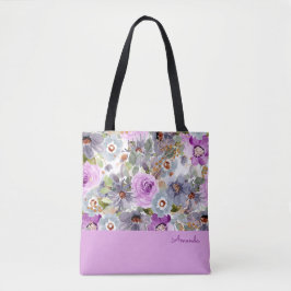 Waterverf Floral Pattern Canvas tas