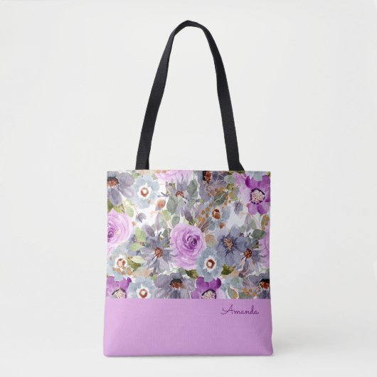 Waterverf Floral Pattern Canvas tas (Voorkant)