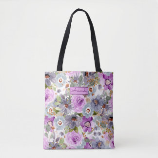 Waterverf Floral Pattern Canvas tas