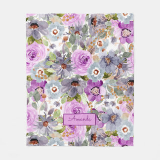 Waterverf Floral Pattern Fleece Deken