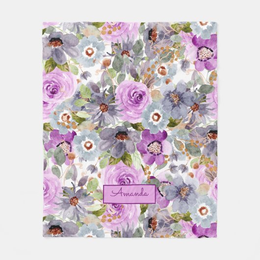 Waterverf Floral Pattern Fleece Deken (Voorkant)