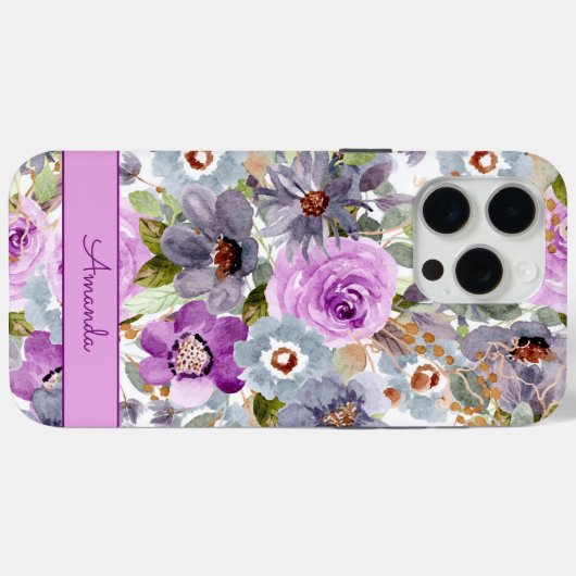 Waterverf Floral Pattern Hoesje-Mate iPhone Case (Achterkant (horizontaal))