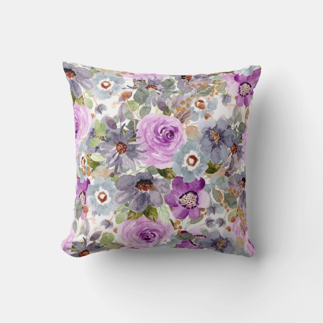 Waterverf Floral Pattern Kussen (Voorkant)