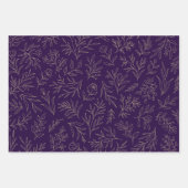 Waterverf Floral Pattern Line Art Paars Inpakpapier Vel (Voorkant 2)