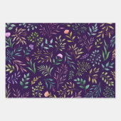 Waterverf Floral Pattern Line Art Paars Inpakpapier Vel (Voorkant)