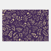 Waterverf Floral Pattern Line Art Paars Inpakpapier Vel (Voorkant 3)