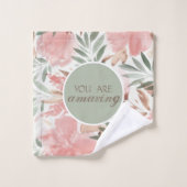 Waterverf Floral Pattern Monogram Bad Handdoek (Wasdoekje)