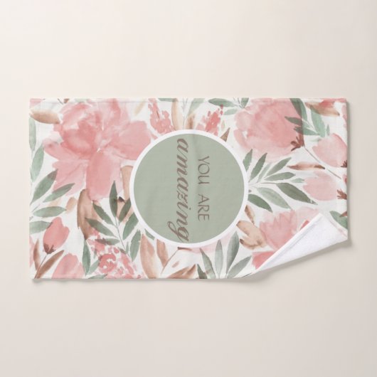 Waterverf Floral Pattern Monogram Bad Handdoek (Handdoek)