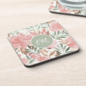 Waterverf Floral Pattern Monogram Bier Onderzetter (Linkerzijde)