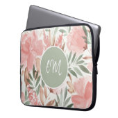 Waterverf Floral Pattern Monogram Laptop Sleeve (Voorkant Links)