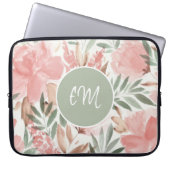 Waterverf Floral Pattern Monogram Laptop Sleeve (Voorkant)