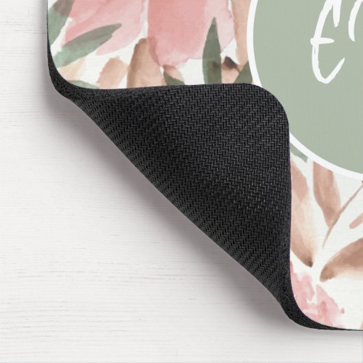 Waterverf Floral Pattern Monogram Muismat (Hoek)