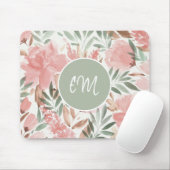 Waterverf Floral Pattern Monogram Muismat (Met muis)