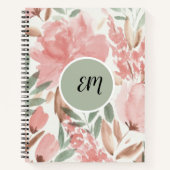 Waterverf Floral Pattern Monogram Notitieboek (Voorkant)
