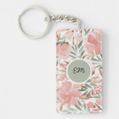 Waterverf Floral Pattern Monogram Sleutelhanger (Voorkant)