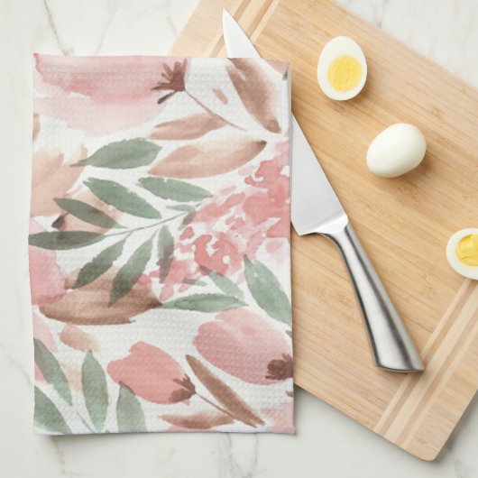 Waterverf Floral Pattern Monogram Theedoek (Quarter Fold)