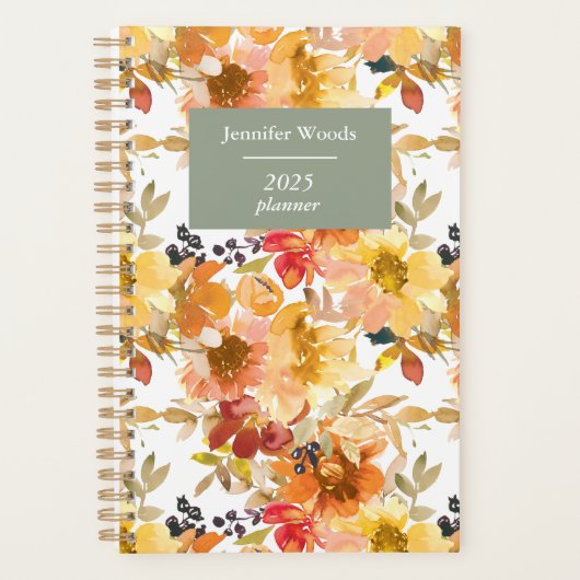 Waterverf Floral Pattern op maat Planner (Voorkant)