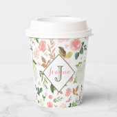 Waterverf Floral Pattern Papieren Bekers (Achterkant)