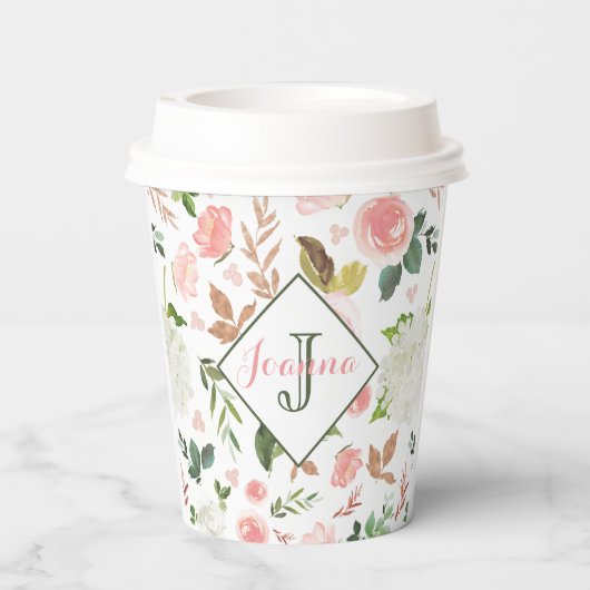 Waterverf Floral Pattern Papieren Bekers (Achterkant)