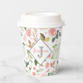 Waterverf Floral Pattern Papieren Bekers (Voorkant)
