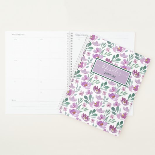 Waterverf Floral Pattern Pink Jouw naam Planner (Display)