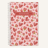 Waterverf Floral Pattern Red Flower and Heart Notitieboek (Voorkant)