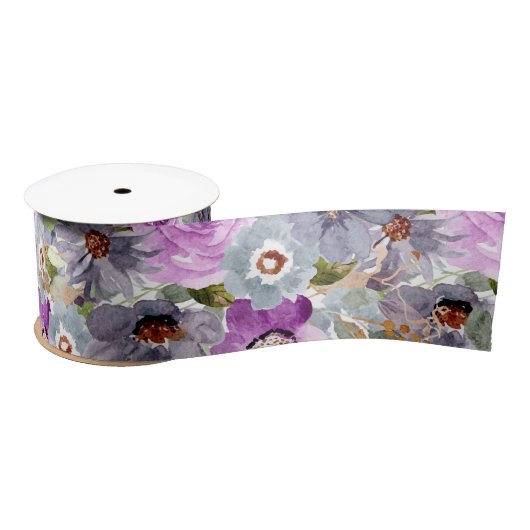 Waterverf Floral Pattern Ribbon Satijnen Lint (Spoel)