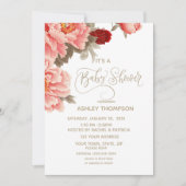 Waterverf Floral Peach Baby shower Kaart (Voorkant)