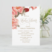 Waterverf Floral Peach Baby shower Kaart (Staand voorkant)