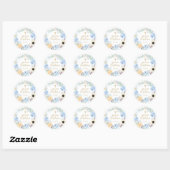 Waterverf Floral Peach Blue Baptisme Ronde Sticker (Vel)