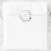 Waterverf Floral Peach Blue Baptisme Ronde Sticker (Tas)