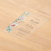 Waterverf Floral Peach Blush Wedding Acryl Uitnodigingen (Laagn)