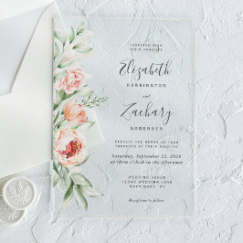 Waterverf Floral Peach Blush Wedding Acryl Uitnodigingen