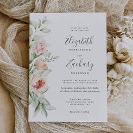 Waterverf Floral Peach Blush Wedding Kaart