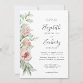 Waterverf Floral Peach Blush Wedding Kaart (Voorkant)