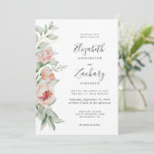 Waterverf Floral Peach Blush Wedding Kaart (Staand voorkant)