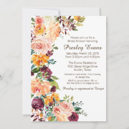 Waterverf Floral Peach Oranje Roos Vrijgezellenfee Kaart