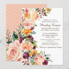 Waterverf Floral Peach Oranje Roos Vrijgezellenfee Kaart