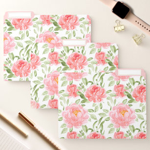 Waterverf Floral Peach Peony File mappen
